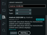 Put into library search field "Adafruit SSD1306" and install the library - "Adafruit SSD1306 by Adafruit"