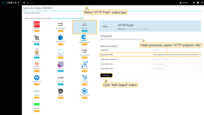 Select "HTTP Push". Paste "HTTP endpoint URL" in "Target URL for POSTs" field. Press "Add Output" button;