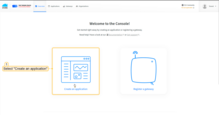 Open your console and click on the "<b>Create an application</b>".