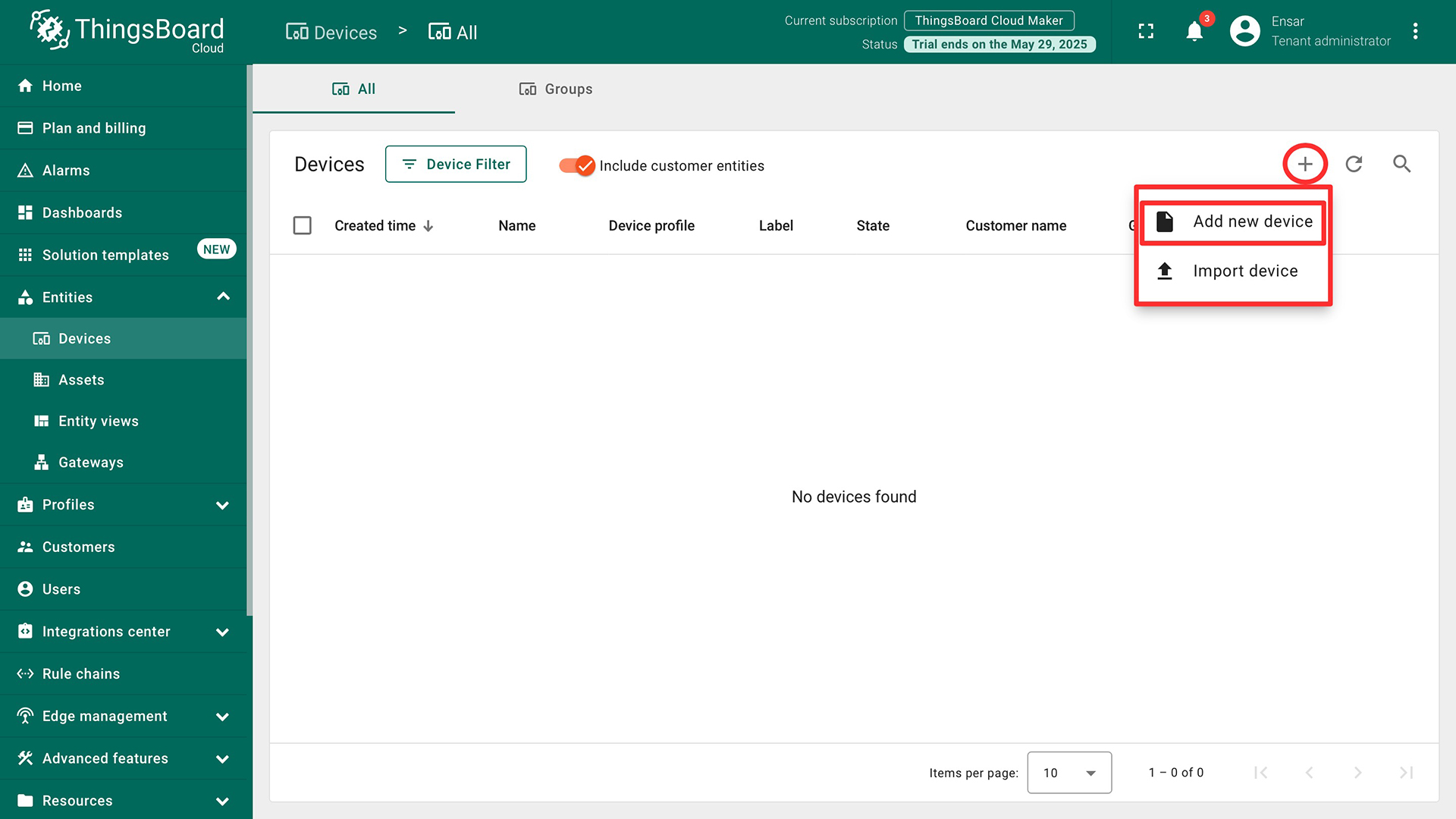 Create Device on ThingsBoard 2
