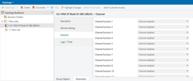 Click on added device in the left sidebar and select "Parameters" tab in the side right window. Select "Channel" tab.