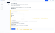Put information about the gateway (gateway EUI) and click the "Register gateway"button.