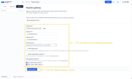 Put information about the gateway (gateway EUI) and click the "Register gateway"button.