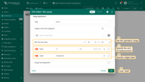 Within the properties, you can customize the unit of measurement, operation range, number of decimal places to be displayed, style, and many other settings. To add the widget to your dashboard, click the "Add" icon;