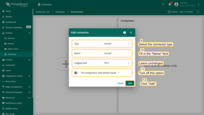 Select "BACnet" connector type, fill in the "Name" field, disable filling configuration with default values and click "Add" button;