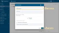 Enter the dashboard name, for example, "New Dashboard", and click the <b>"Add"</b> button to create the dashboard.