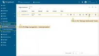 Then, navigate to the <b>Edge management > Instances</b> section and click on the <b>"Manage dashboards"</b> button of the instance in question.