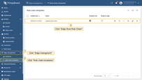 Log in to your ThingsBoard instance. Open the "Rule chain templates" page. Navigate to "Edge management" and select "Rule chain templates". Finally, click on "Edge Root Rule Chain".