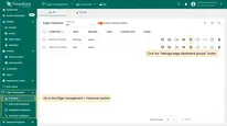 Navigate to the Edge Management > Instances section, then click the “Manage edge dashboard groups” button.