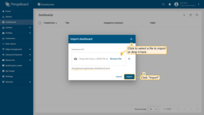 In the import dashboard window, upload the downloaded gateway dashboard JSON file and click "Import".