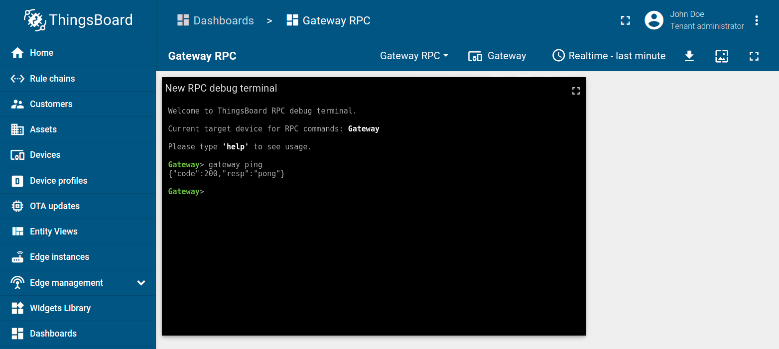 Gateway RPC ping method