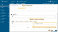 Navigate to the "Logs" tab and replace the "File path" field value to `/var/log/thingsboard-gateway` in all tabs. Then, click "Save".