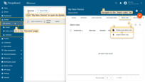 Go to the <b>Devices</b> page in the <b>Entities</b> section.<br>Click <b>My New Device</b> to open its details, and navigate to the <b>Alarm rules</b> tab.<br>Click the "<b>+</b>" button, and select <b>Create new alarm rule</b>.