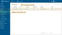 Go to the "Device profiles" page of the "Profiles" section. Then click on the default device profile row to open its details;