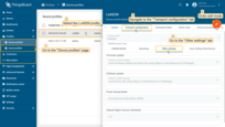 Open the devices transport configuration settings.