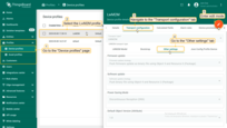 Open the devices transport configuration settings.