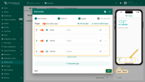 Configure the layout for quick access to the features and dashboards you use most often. Add new menu items, customize icons and labels, and reorganize the navigation menu of the ThingsBoard PE mobile app to fit your needs. Click "Next" to continue.
