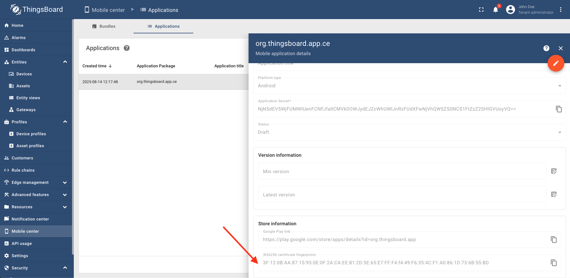 SHA-256 Fingerprint Configuration