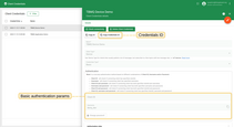 Basic authentication credentials params and credentials ID.