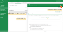 Upload a PEM-encoded public key file. TBMQ will use this key to verify JWTs signed with the corresponding private key.
