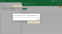 Click the Delete user button and confirm the action by selecting Yes.