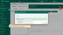 Now, create a new <b>dashboard group</b> and add the previously created dashboard to it. Enter a name for the new dashboard group (for example, "Edge Dashboard Group") in the <b>"Groups"</b> field, and click the <b>"Create a new one!"</b> link.