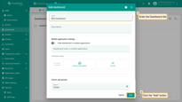 In the pop-up window, enter a dashboard title. Other fields are optional. Click the "Add" button to proceed