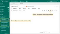 Go to the <b>Edge management > Instances</b> section, and click the <b>"Manage edge dashboard groups"</b> button.