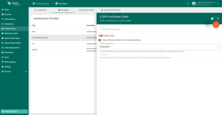 Open the Authentication > Providers page, select the X.509 Certificate Chain row, and click the "Edit" button to configure the provider.