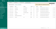 To delete all unauthorized clients click on the "Delete" icon in the top right corner of the table.