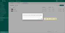 Confirm deleting the image in the dialog box
