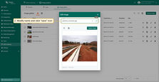 In this window, you can rename, download, export to JSON, and update image. Enter a new name and click the "Save" icon to change the image name.