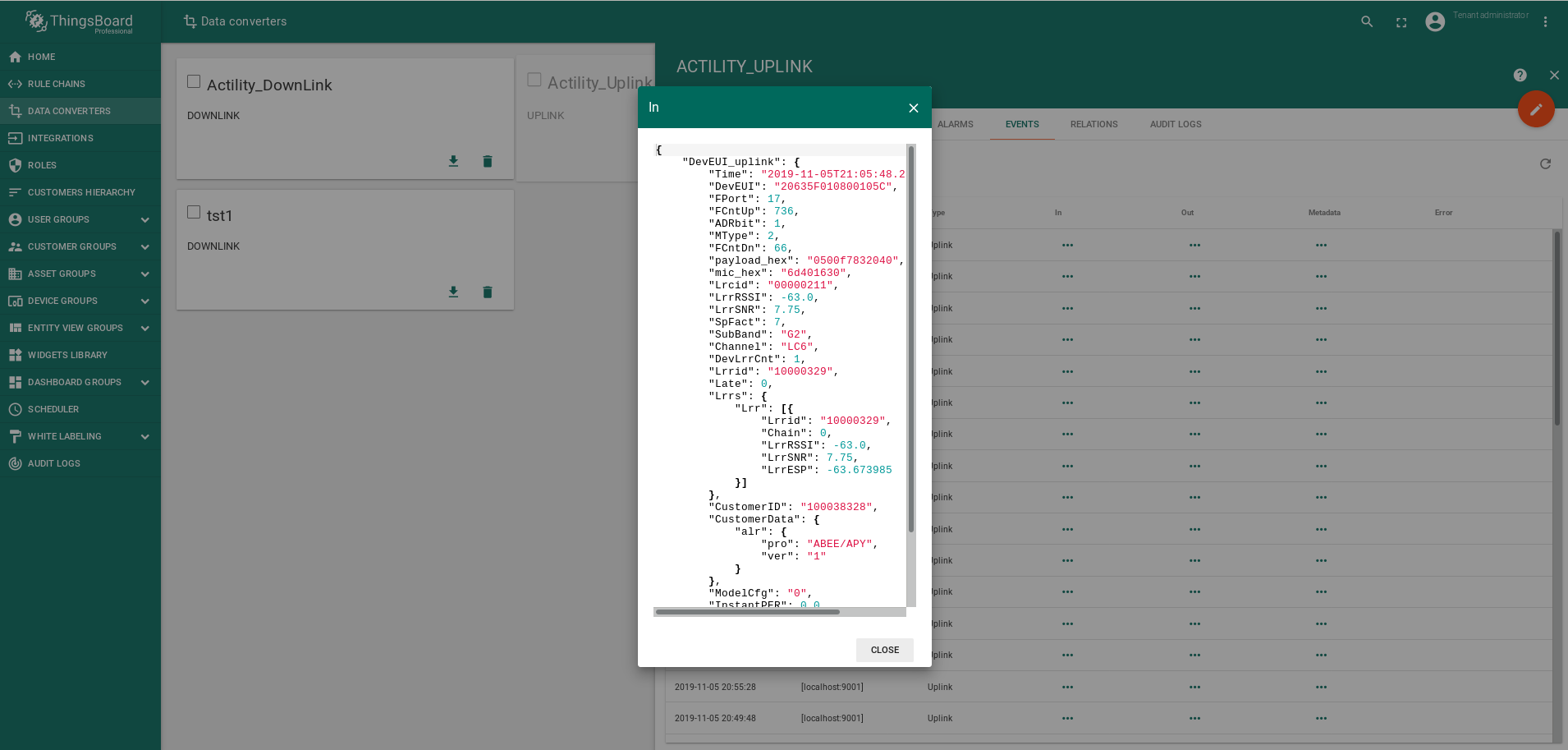 Uplink decoder input dialog