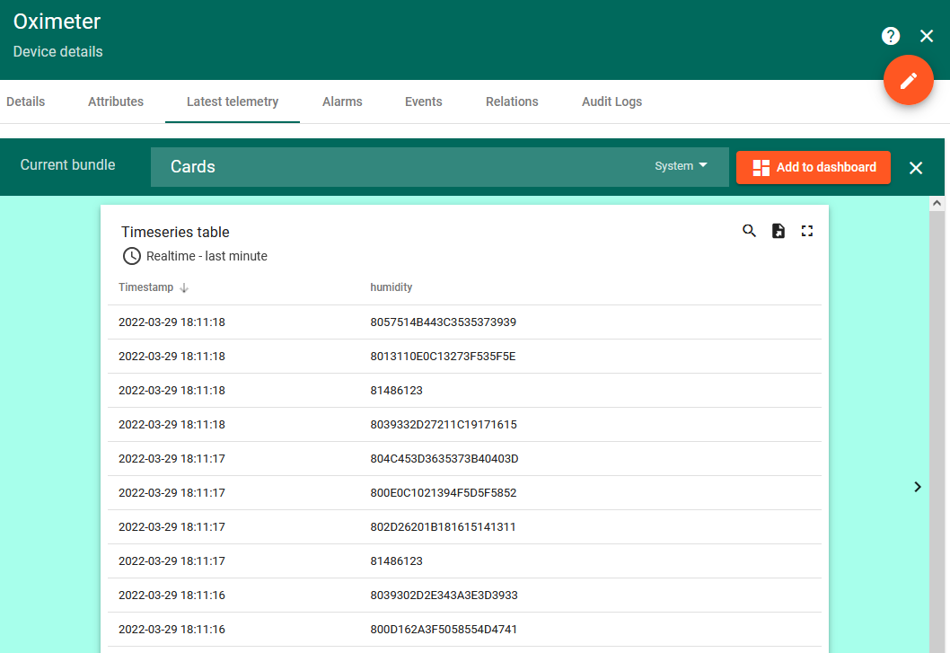 Timeseries table example