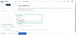 Enter Application ID and Application nameб and click "Create application" button.