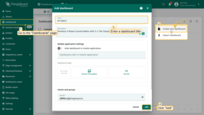Go to the "Dashboards" page. Click "plus" icon and select "Create new dashboard" from drop-down menu. Enter the dashboard title and other information. Then click "Add".