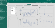 By selecting the sand filter device, you can view a detailed dashboard state showing real-time metrics such as rotation speed, flow rate, vibration, and pressure, along with the filter current operational status.