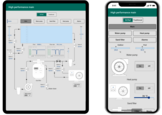 This view demonstrates the flexibility of the dashboard, allowing you to manage and monitor the swimming pool SCADA system across different devices, including tablets and smartphones.