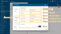 Click the "Add argument" button, enter "indoorTemperature" as the argument name, select the "Indoor Thermometer" device as the entity, keep the argument type as "Latest telemetry", set "temperature" as the time series key, and click "Add".