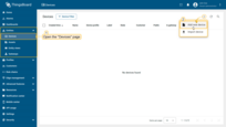 Go to the "Devices" page of the "Entities" section. Click on the "+" icon in the top right corner of the table, and select "Add new device" from drop-down menu.