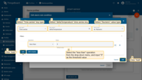 Select the "Time series" as key type, and set the "deltaTemperature" as the key name. Change "Value type" to "Numeric". Click the "Add" button in the "Filters" section. Select the "less then" operation from drop-down menu, and input "<b>5</b>" as the threshold value. Click "Add" to confirm adding key filter.