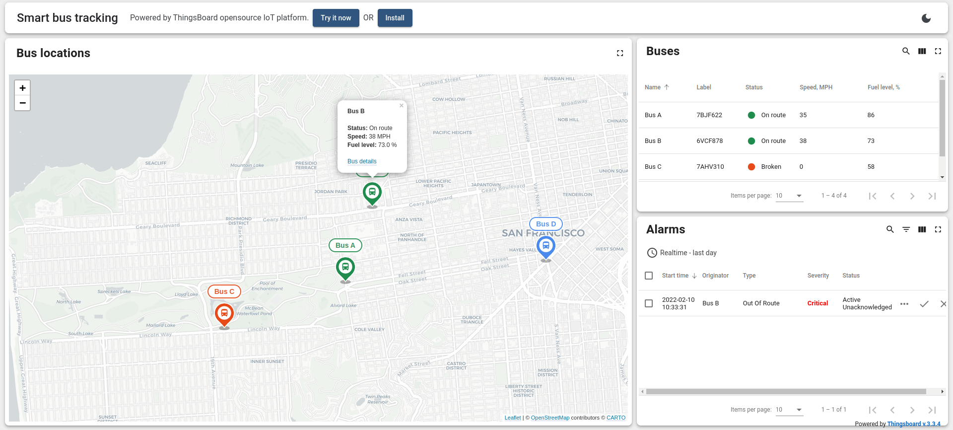 Bus locations example