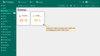 The widget displaying the current humidity has been added. Place it to the right of the "Temperature" card widget and adjust its size.