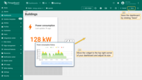 The "Power consumption history" widget has been added. Place it to the right of the "Power consumption" widget and resize it to your liking. Save the dashboard to apply the changes.