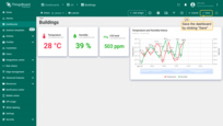 The "Temperature and Humidity history" widget has been added. Save your dashboard to implement the changes.