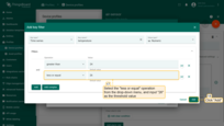 Select the "less or equal" operation from drop-down menu, and input <b>26</b> as the threshold value. Click "Add" to confirm adding key filter;