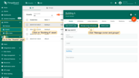 Go to the "Assets" page and click the "Manage owner and groups" button in the details of the "Building A" asset;