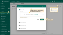 Go to the <b>Devices</b> and <b>import device configuration</b> from a CSV file.