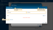 <b>General configuration</b>:<br>- <b>Argument</b> — the variable you want to compare (e.g., temperature).<br>- <b>Value type</b> — the data type of the value being evaluated (Numeric, Boolean, String, etc.).