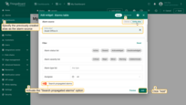 Add the Alarms table widget. Specify the previously created alias as the alarm source. Be sure to activate the "Search propagated alarms" option to search for propagated alarms.